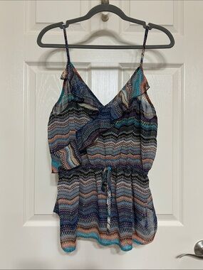 Prototype Ruffle Cami Western Boho Tank Top Coastal Cowgirl Semi Sheer L